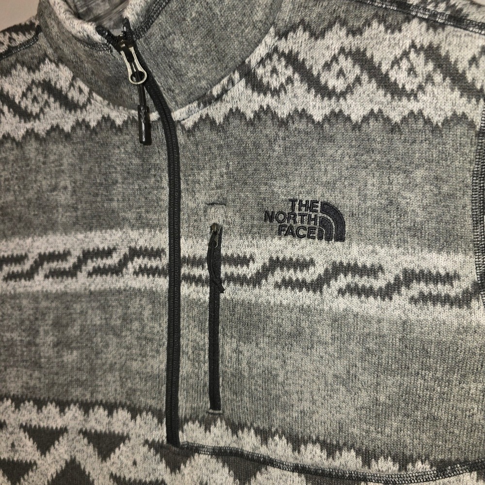 The North Face Pullover Large Mens Grey Fair Isle Gordon Lyons 1/4 Zip Fleece - Picture 3 of 9
